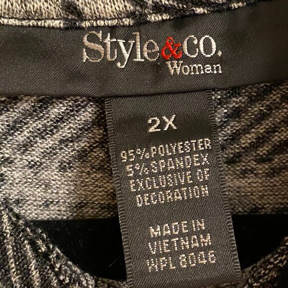 Style & Co. Plaid Mock Turtleneck Top Grey Black Plaid size 2X - Picture 5 of 10